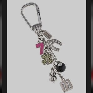 New Coach Lucky Charm Keychain w/8 Ball, Lucky 7, Horseshoe, $ & Clover Accents